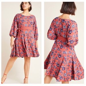 Anthropologie juniper embroidered swing dress